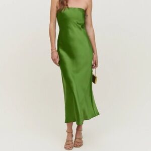 Reformation Joana Silk Dress in Palm (Green)